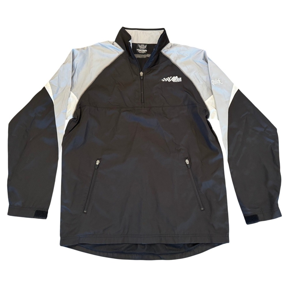 Wicked Quick Joe Gibbs Racing Windbreaker Jacket Mens Medium Black Grey 1/4 Zip